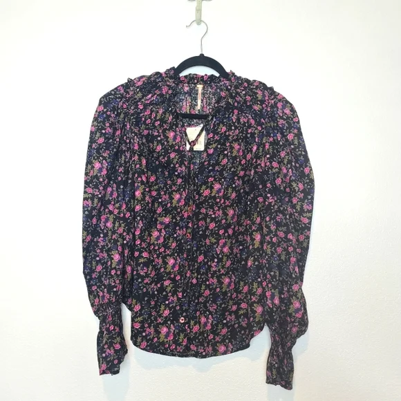 FREE PEOPLE Meant To Be Floral Print Prairie Cottagecore Boho Blouse Top - Picture 2 of 10